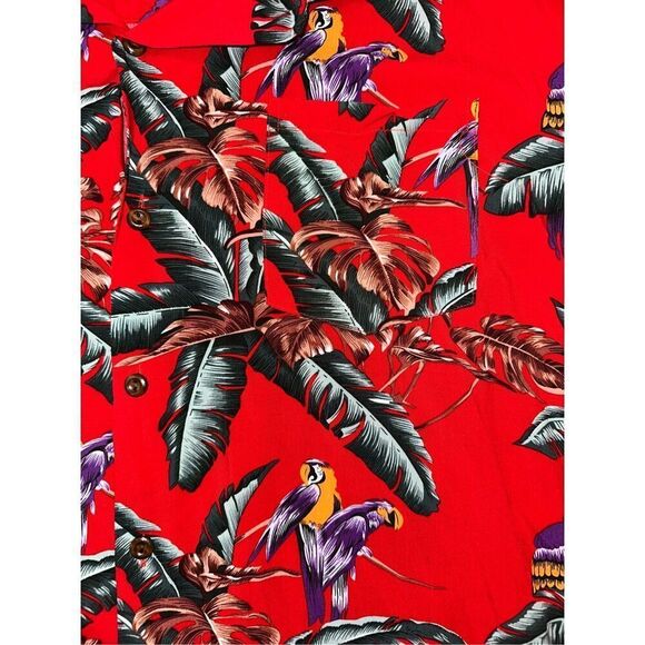 Paradise Found Magnum PI Parrot Hawaiian Shirt Red Men’s 2XL Made in the USA Vin - Picture 3 of 5